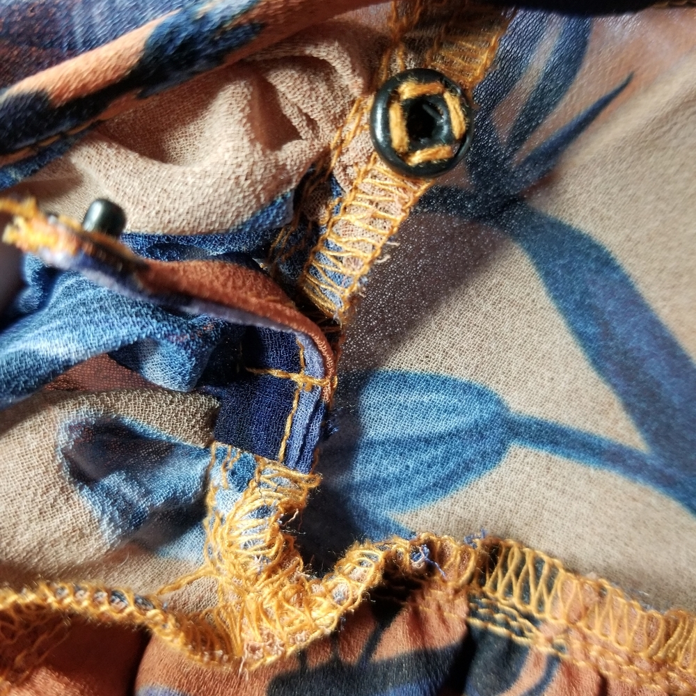 Wayward Fancies Wrap Blouse Orange Blue Floral - Picture 9 of 13